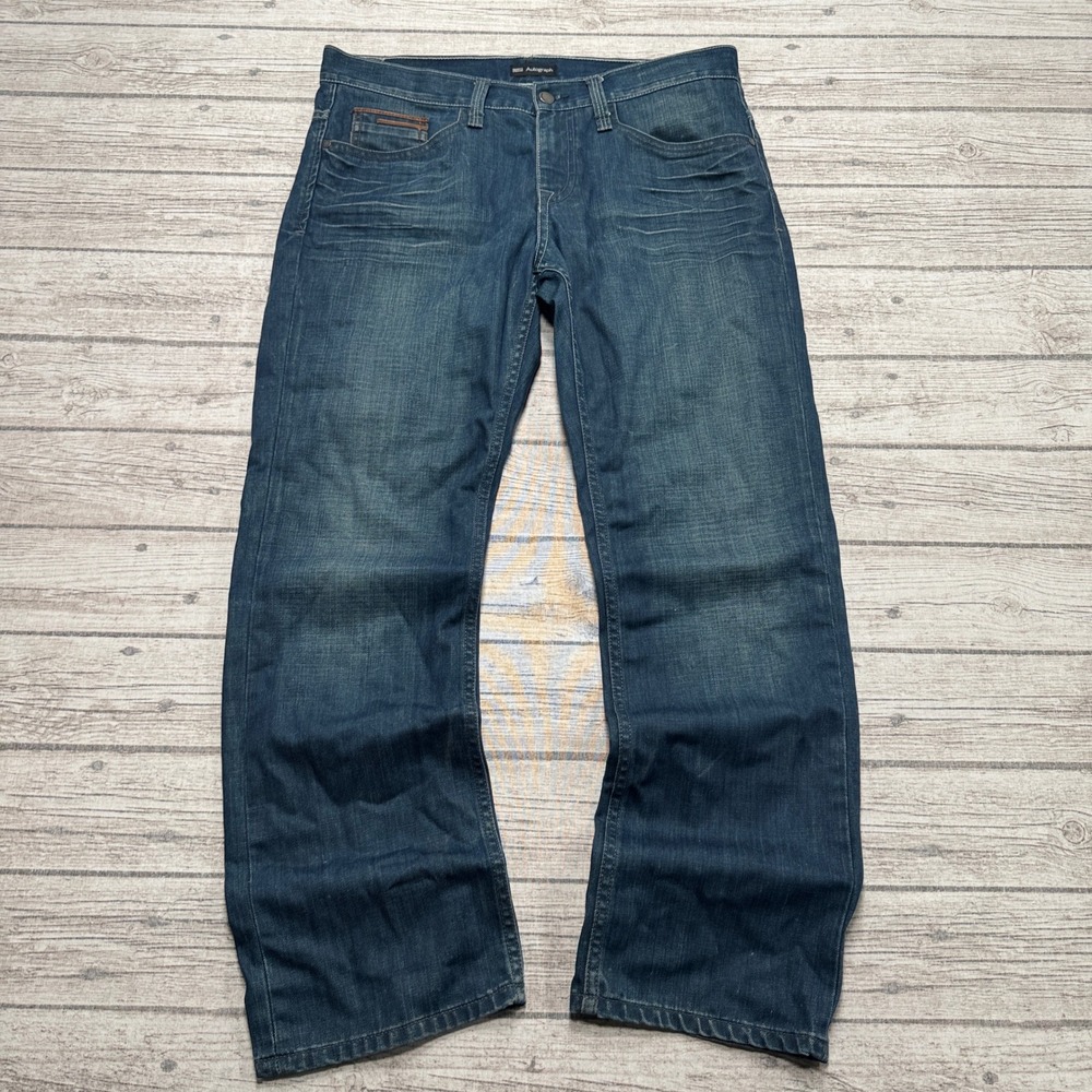 Marks & Spencer Jeans Men's 34x29 Blue Slim Fit Autograph Denim Straight Stretch